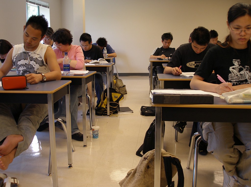 Students learning in a classroom